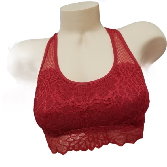 PINK Victoria’s Secret Red lace Floral Bralette Size XS - Picture 3 of 16